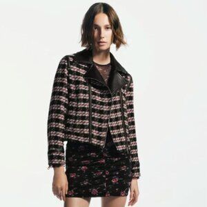 ZARA | Knit Faux Leather Textured Stripe Jacket | Sz. M